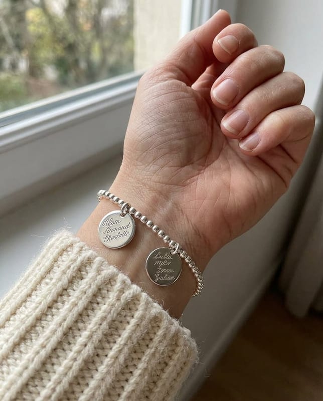 Bracelet boules 4mm 1 à 6 médailles rondes 20 mm épaisses