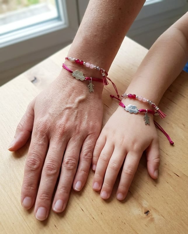 Duo mère fille bracelets nuage et perles